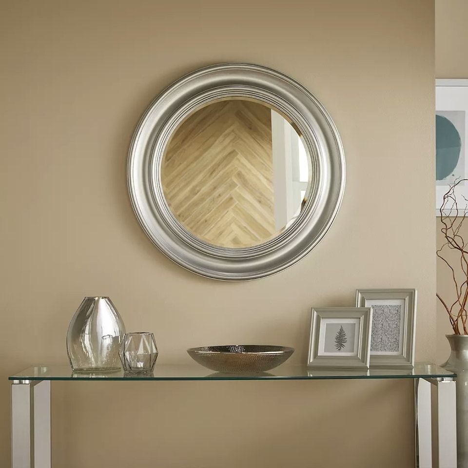 image 1 of Hamilton Round Wall Mirror Silver | H 66cm x L 66cm X W 3cm