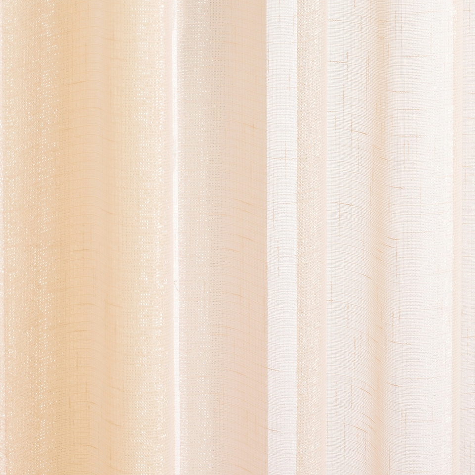 image 1 of Pair of Casablanca Cream Metallic Shimmer Voile Panels 138 cm x 229 cm (54 inch x 90 inch) Rod Pocket Panels for Bedroom and Living Room