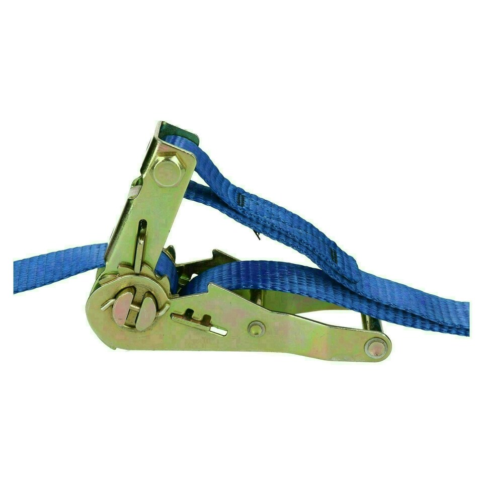 image 1 of Blue Ratchet Strap Tie Down Trailer 4m Hook Cargo Strap 325kg Lashing x 2 (Pair)