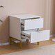 image 2 of Modern White Bedside Table with 2 Drawers and Gold Metal Legs, Elegant Storage Solution for Bedroom