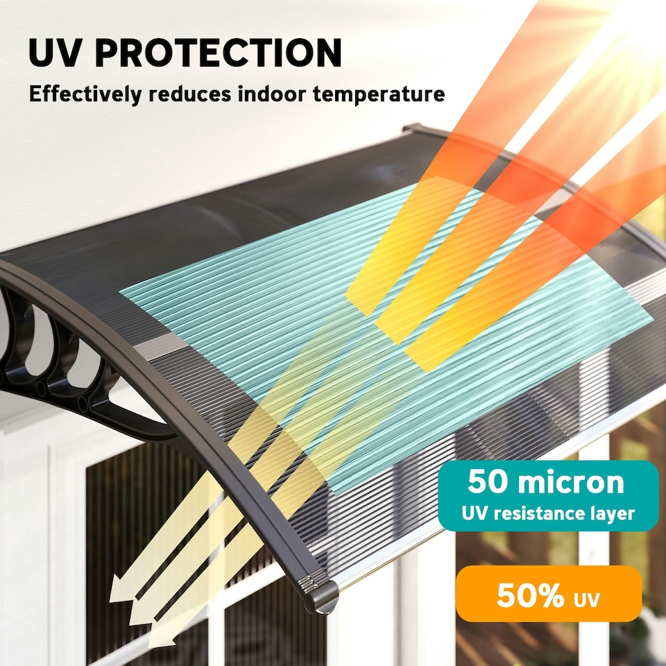 image 1 of Outsunny Door Canopy Awning Outdoor Window Rain Shelter for Door 100 x 75cm Black | Black