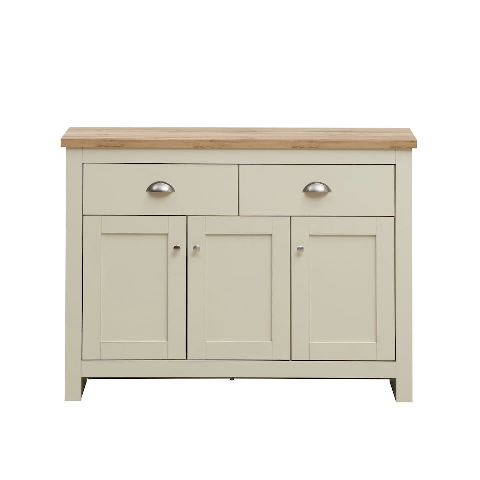 image 1 of Lisbon Sideboard with 3 Doors & 2 Drawers Cream & Oak