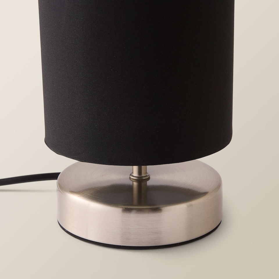 image 1 of ValueLights Francis Brushed Chrome Touch Table Lamps Black Shades | Silver | Black