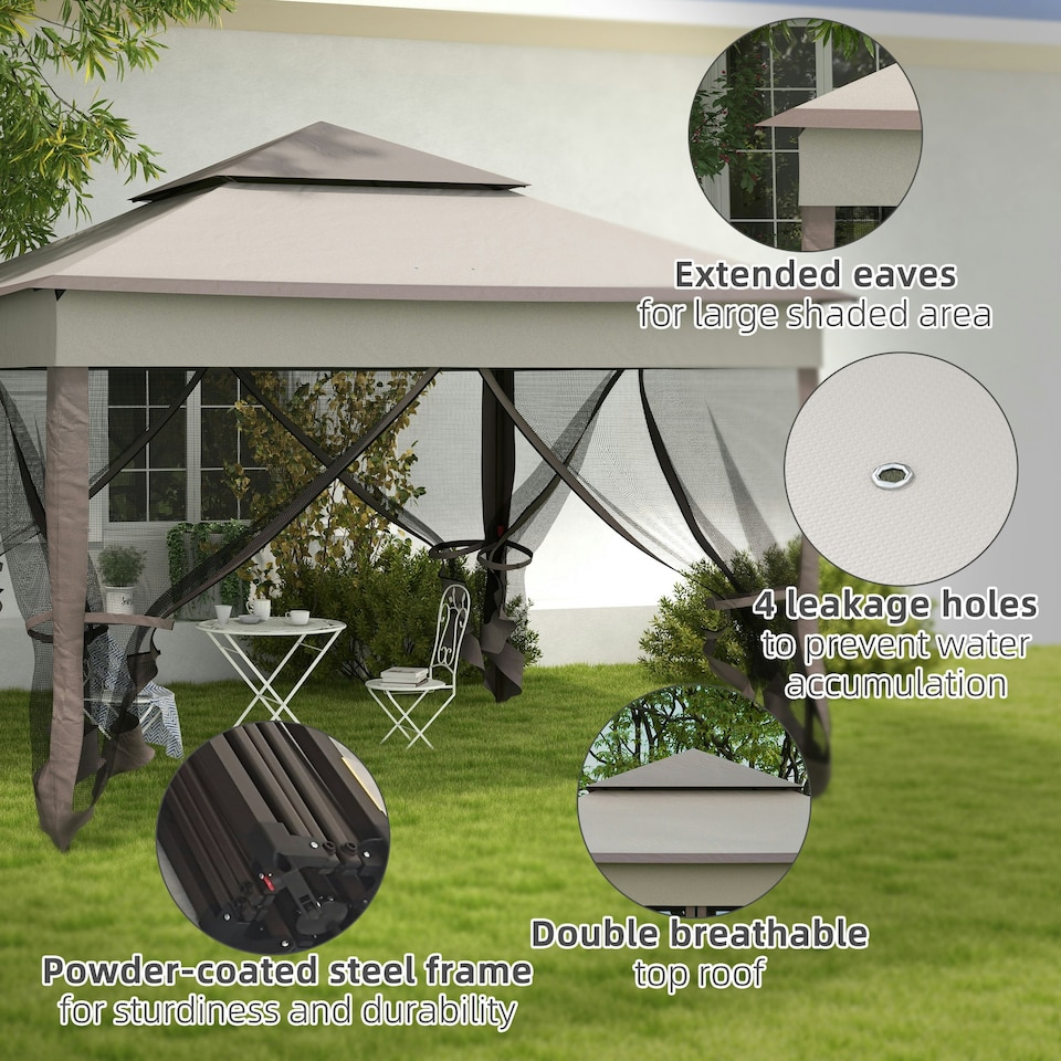 image 1 of Outsunny Garden Folding Tent Heavy Duty Pop Up Gazebo for Party Dark Grey