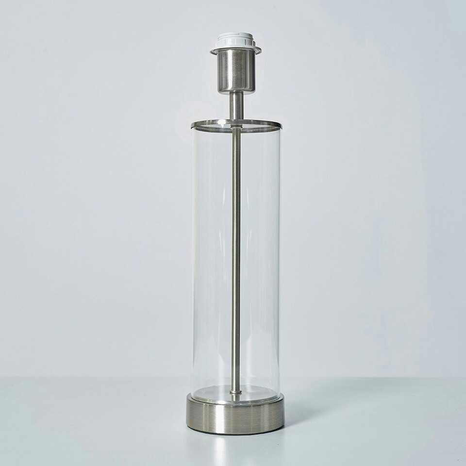 image 1 of ValueLights Contemporary Brushed Chrome And Clear Tube Table Lamp Base