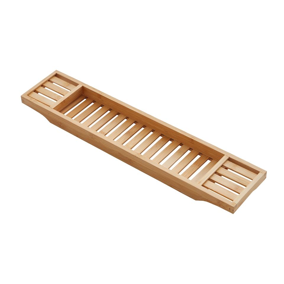 image 1 of Bamboo Bath Tray Bathtub Shelf Wine Soap Holder Rack Bath Caddy