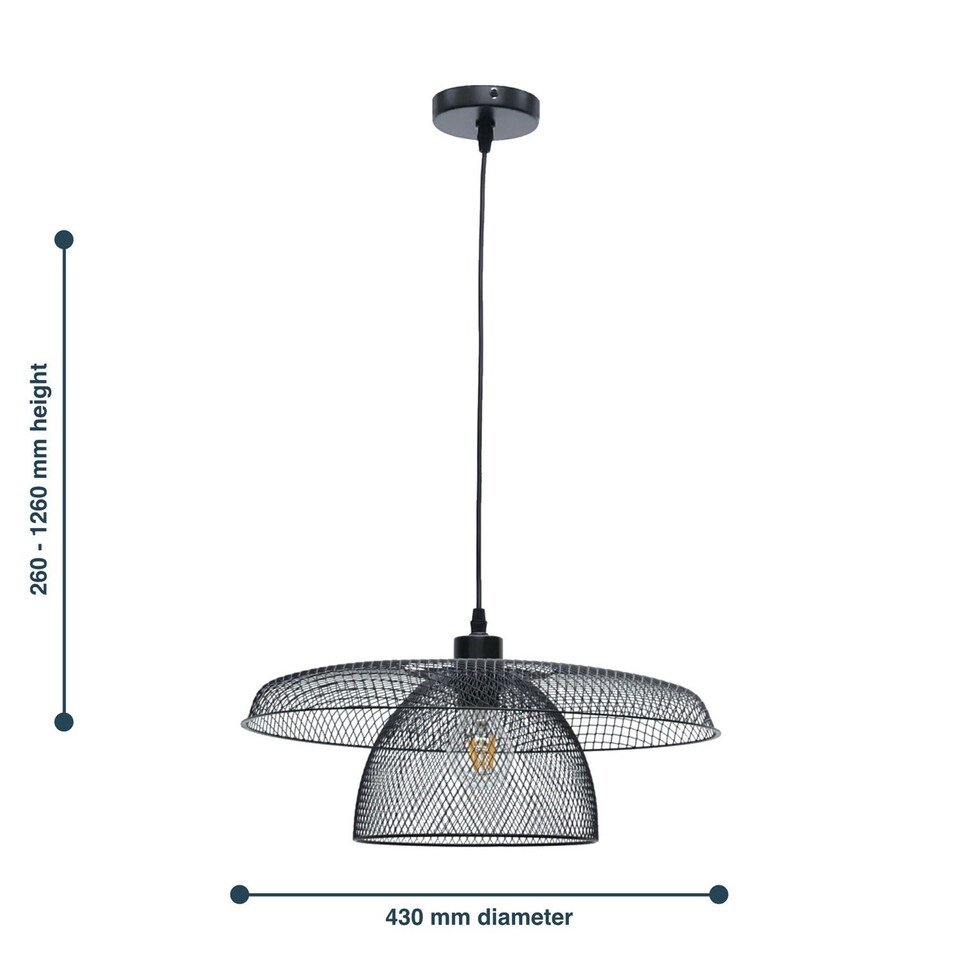 image 1 of First Choice Lighting Set of 2 Cassidy Large Layered Black Mesh Ceiling Pendant Lights Black