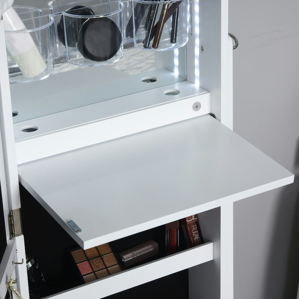 image 1 of HOMCOM Freestanding Jewellery Storage Armoire w/ 2 Mirrors Drawers Hooks Lights