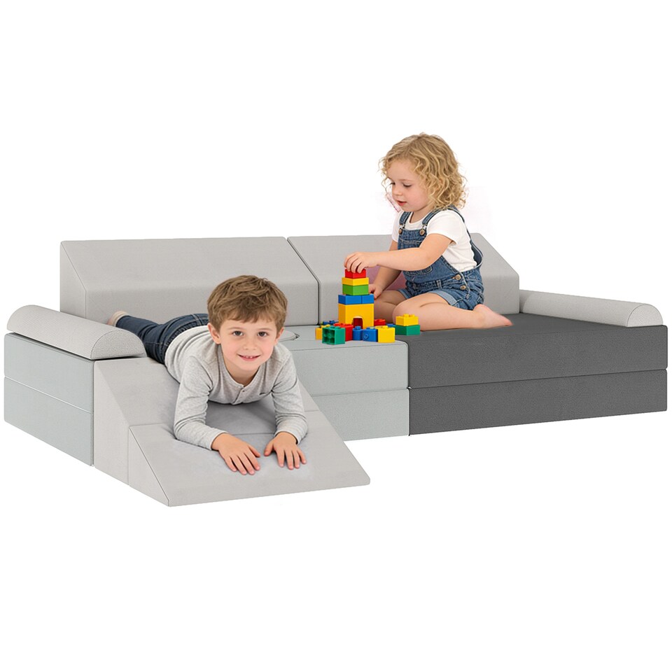image 1 of AIYAPLAY Kids Play Sofa, 12 Pieces Foam Modular Convertible Sofa