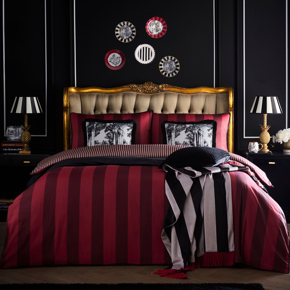 image 1 of Laurence Llewelyn-Bowen Festivo Circus Stripe Duvet Cover Set Red