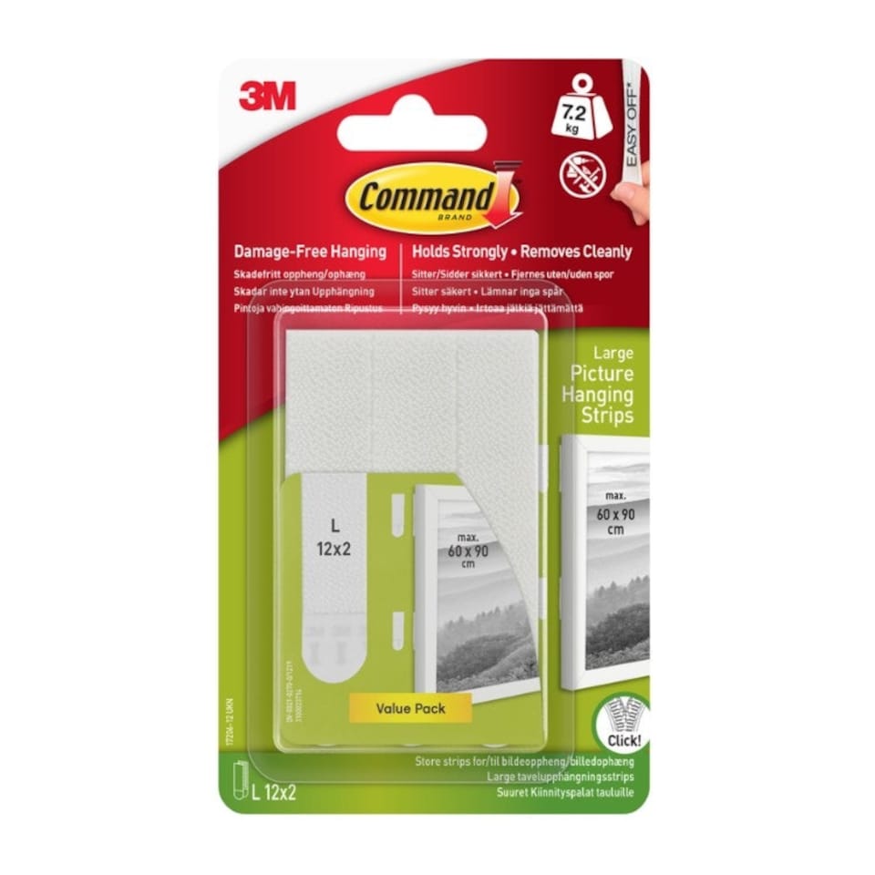 Command 17206-12 Large Picture Hanging Strips 7.2kg 12pk - One Colour - One Size
