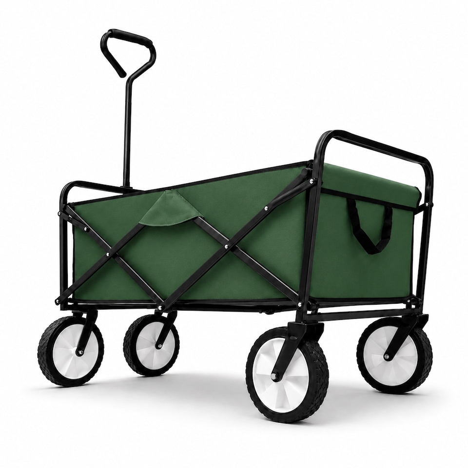 image 1 of Green Heavy Duty Foldable Garden Festival Trolley Cart Wagon Truck