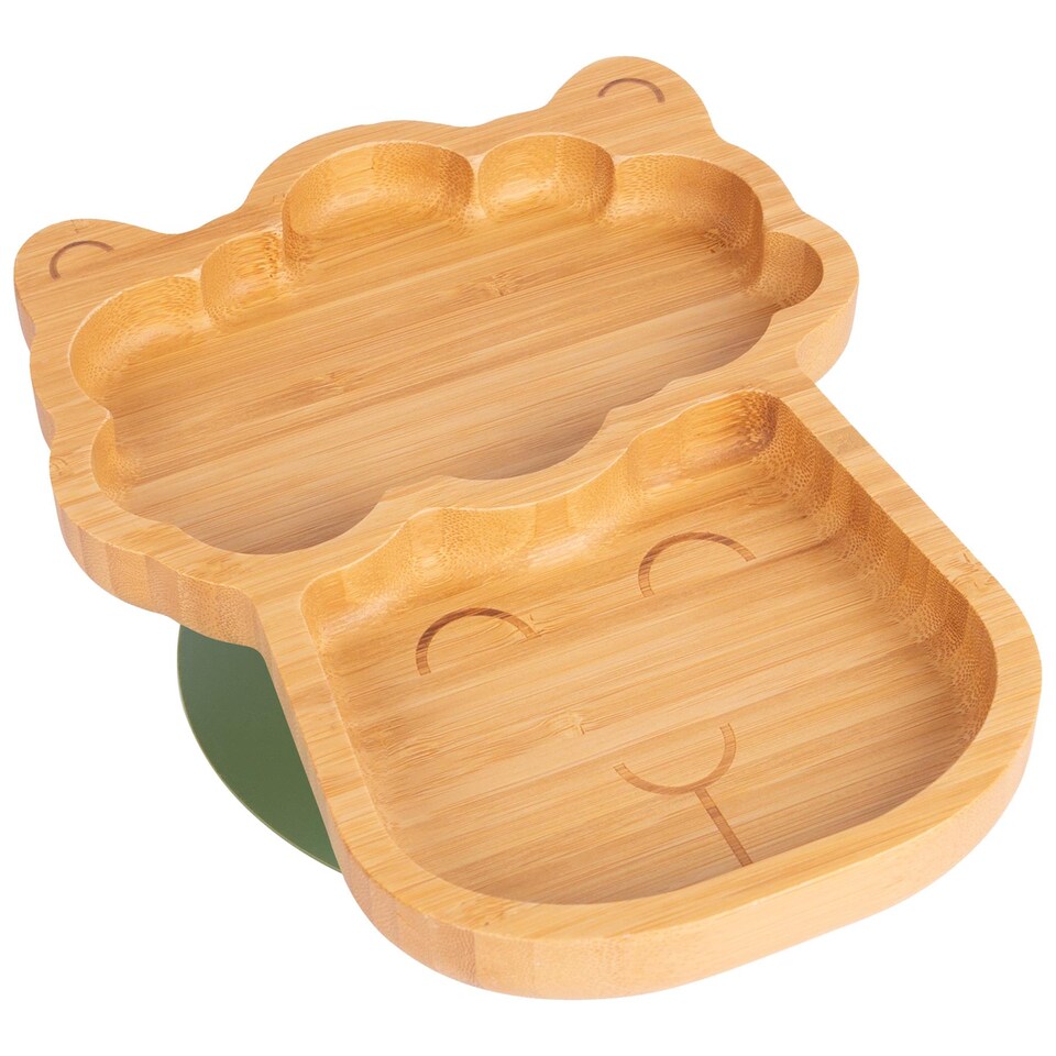 image 1 of Tiny Dining Llama Bamboo Suction Plate - Olive Green | Green | Olive Green