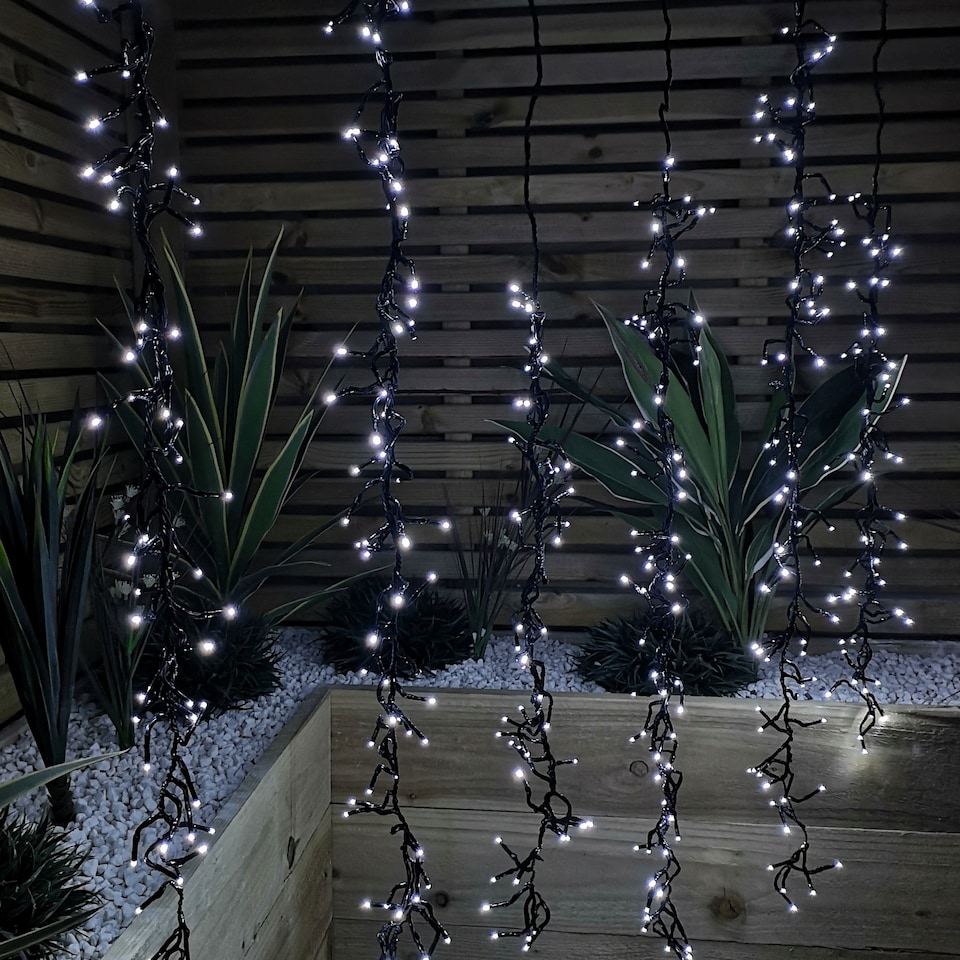image 1 of Set of 6 Drop Tree Multi-Action Christmas ClusterBrights with 384 White LEDs