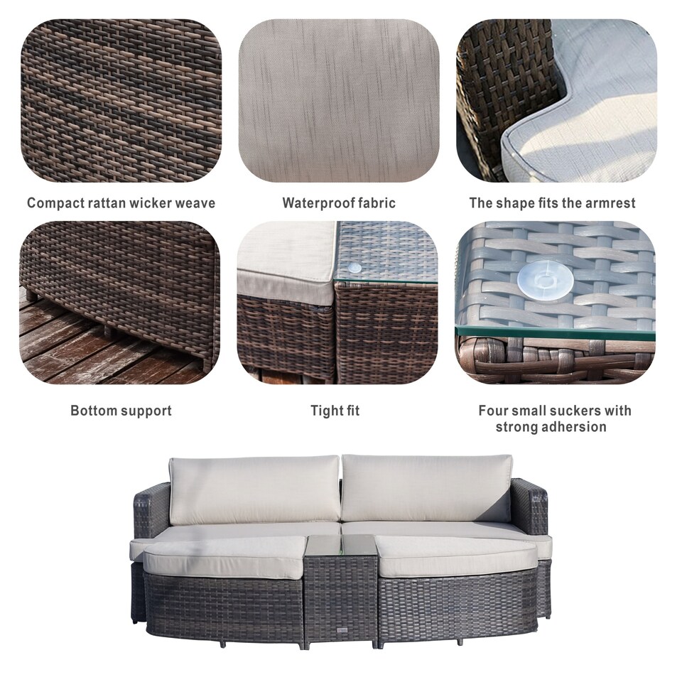 image 1 of Direct Wicker Outdoor Garden Rattan Sun Lounger with Coffee Table