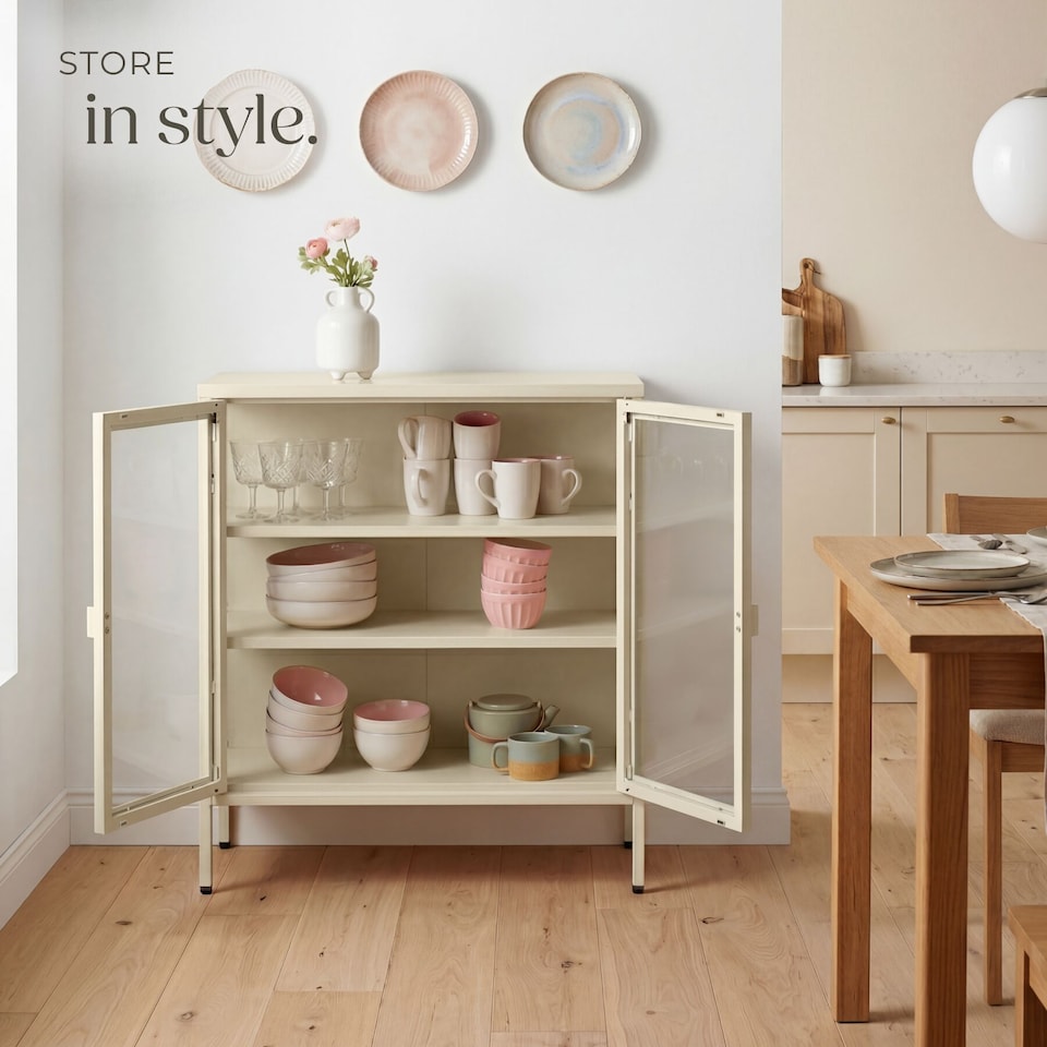 image 1 of metal display case | Cream | cream | 80 x 37 x 90.5 cm | 1