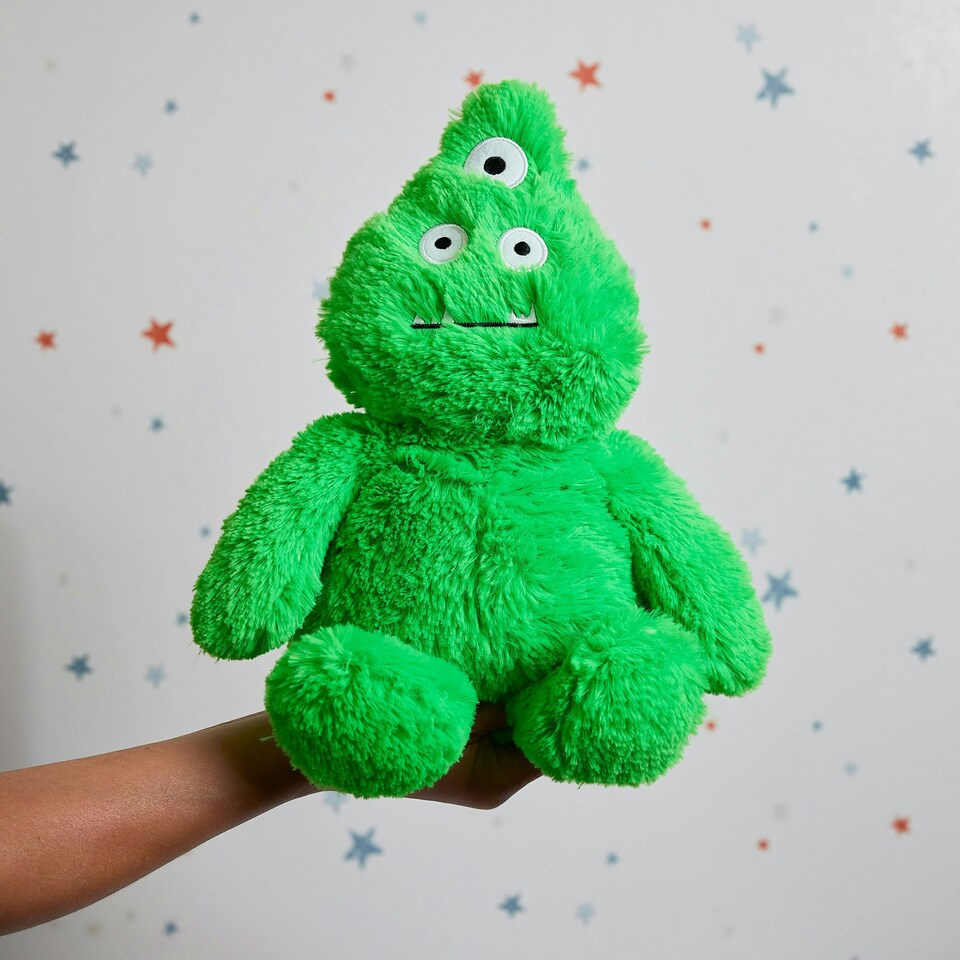 image 1 of Warmies  Plush Bright Green Monster Microwavable Weighted Teddy