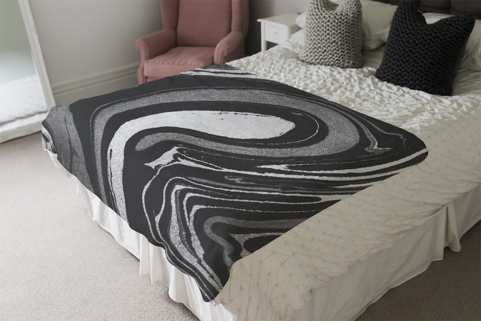 image 1 of Black Marbled Paint Blanket | Multi