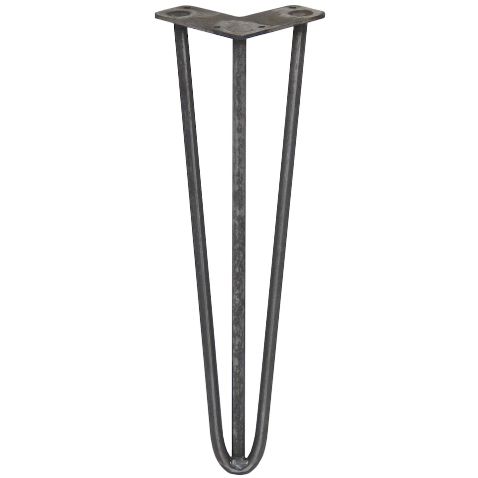 image 1 of 4 x 16" Hairpin Legs - 3 Prong - 12mm - Raw Steel