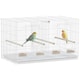 image 1 of PawHut Bird Cage with Divider, 4 Wooden Perches, Slide Out Tray, White