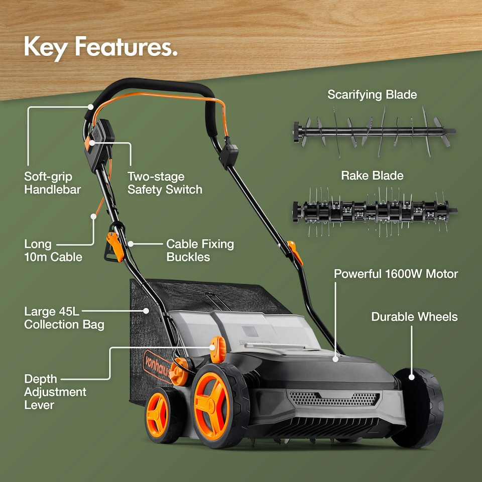 image 1 of VonHaus Lawn Scarifier 1600W