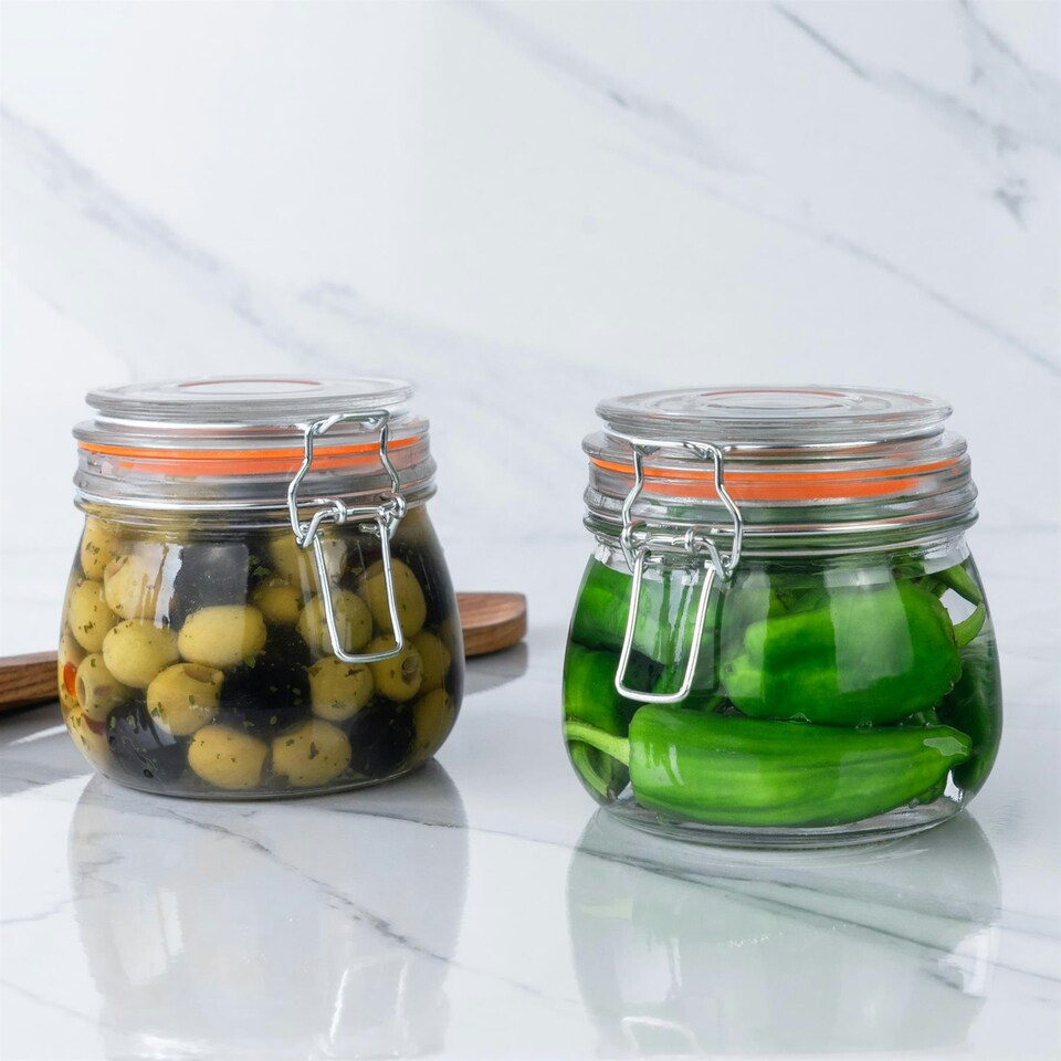 image 1 of Argon Tableware Glass Storage Jar - 500ml - Orange Seal