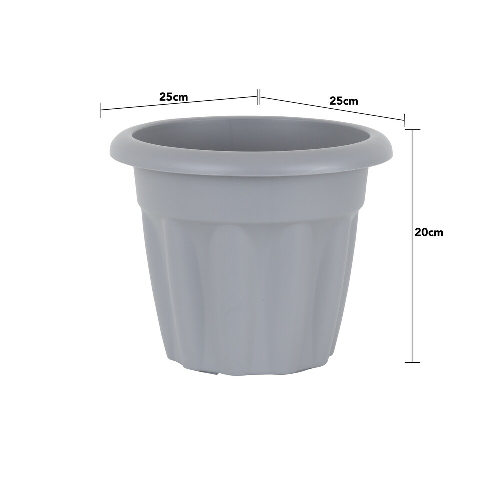 image 1 of Wham Vista 6 x 25cm Round Plastic Garden Planters | Grey | Upcycle Grey