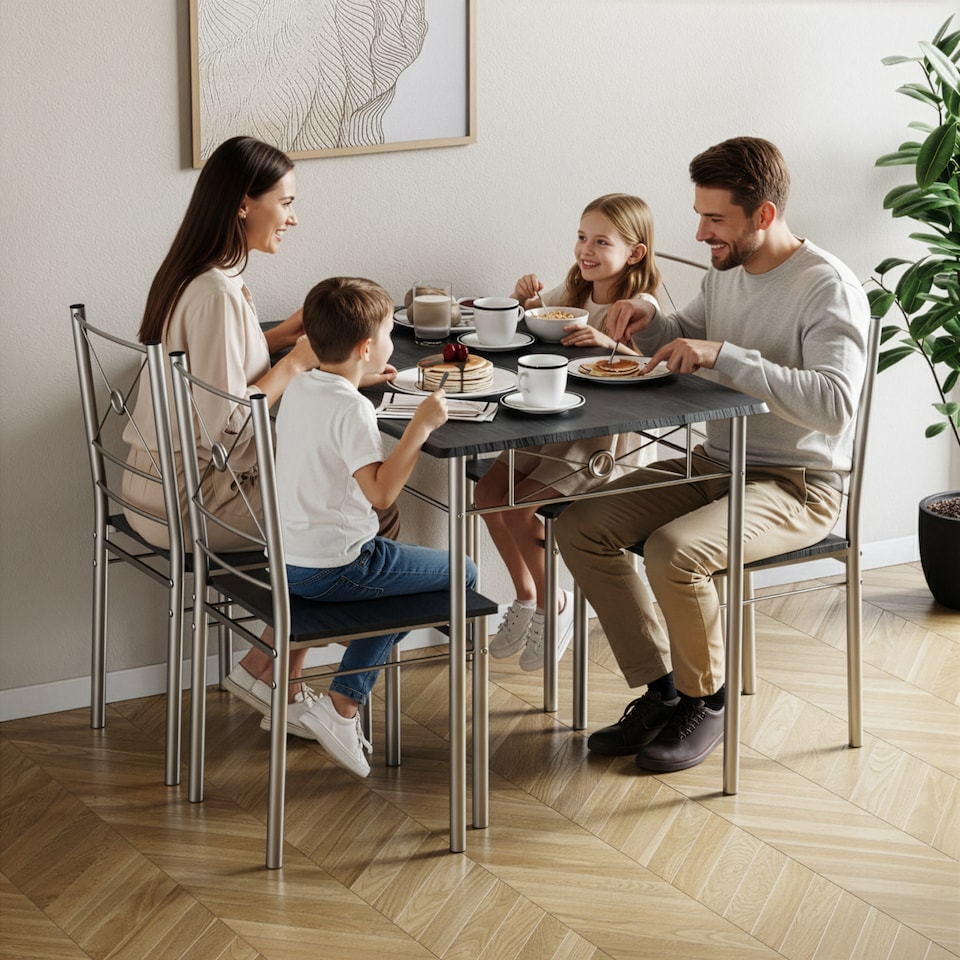 image 1 of Vida Designs Roslyn 4 Seater Dining Set 3 Piece Table & Bench Set, Black