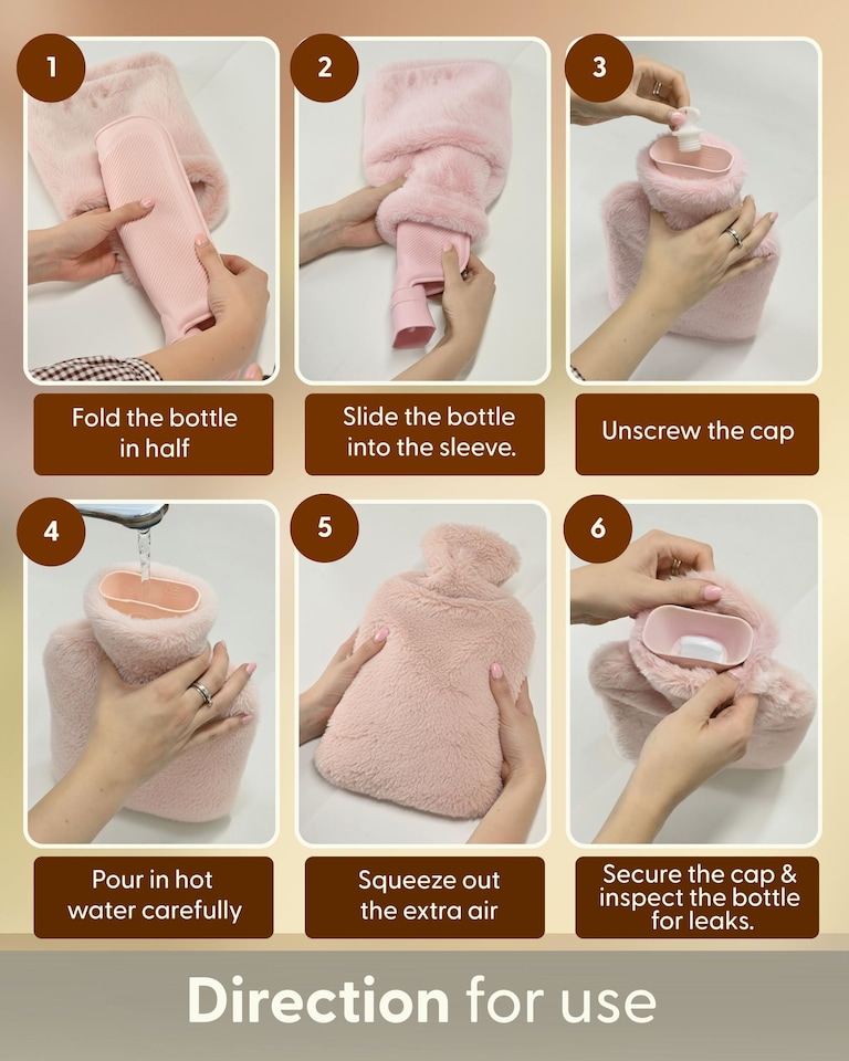 image 1 of Keplin Fluffy Faux Fur Hot Water Bottle 2 Litre with Hand Warming Cover