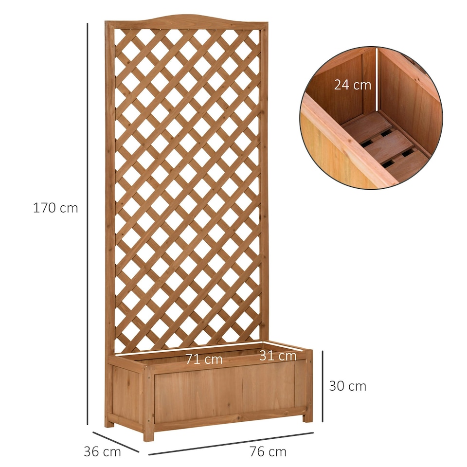 image 1 of Outsunny Garden Wooden Planter Box with Trellis Flower Raised Bed