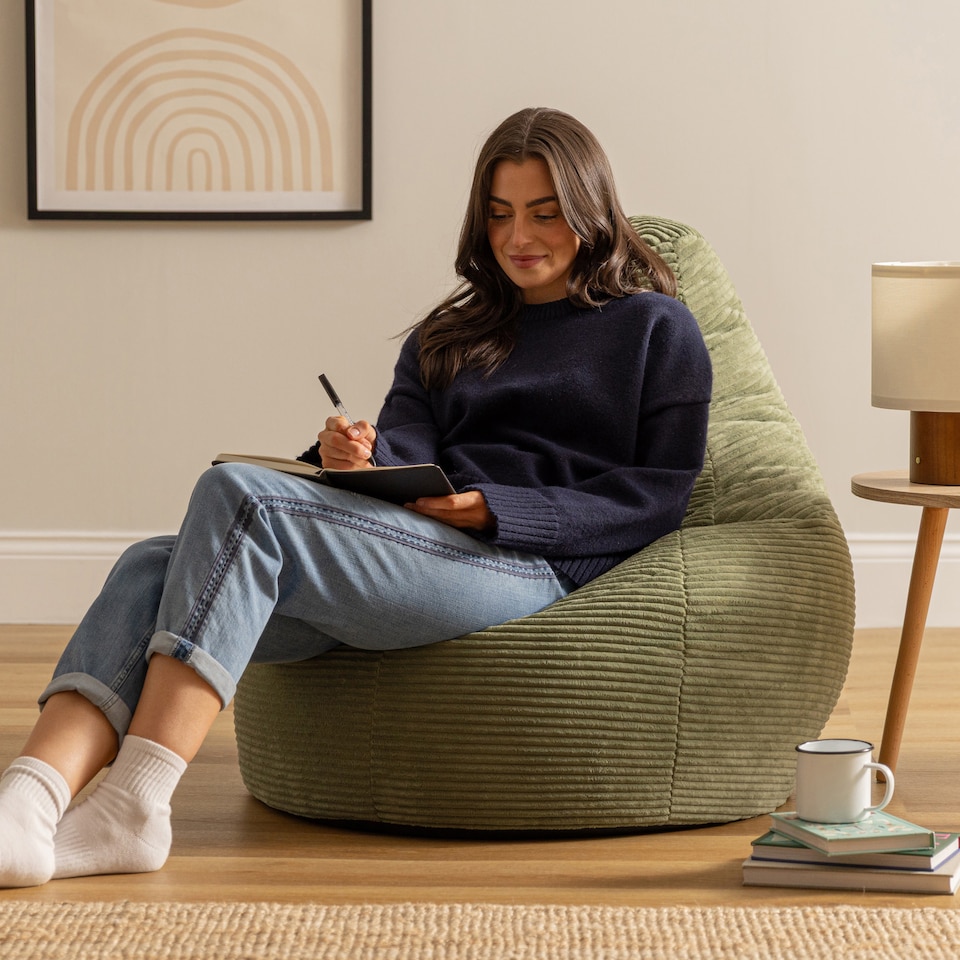 image 1 of Dalton Medium Beanbag Corduroy Sage Green | Green | Green | 1