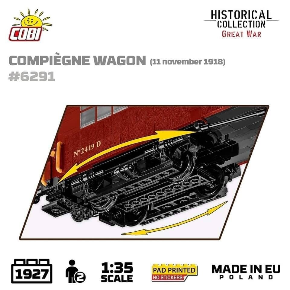 image 1 of Compiegne wagon brick model 1918 - COBI 6291 - 1945 bricks