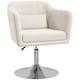 image 1 of HOMCOM Swivel Linen Fabric Accent Chair for Living Room Contemporary Vanity Armchair with Adjustable Height Thick Cushion Lumbar Support Armrest for Bedroom Office Cream White