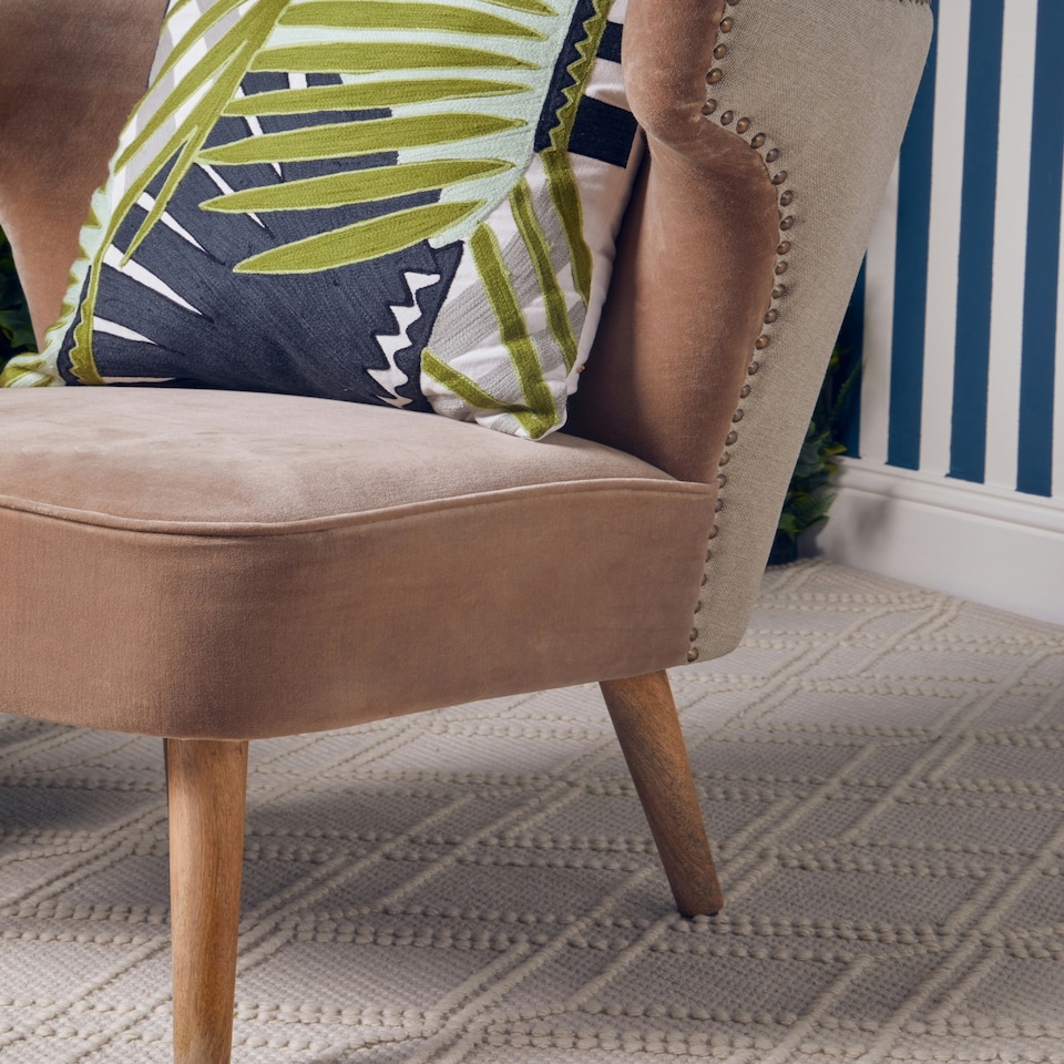 image 1 of Cefena Mink Velvet and Natural Linen Chair Brown