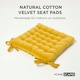 image 2 of Homescapes Set of 4 Seat Pads Luxury 100% Cotton Velvet Indoor Outdoor Garden Dining Cushion Yellow | 40 x 40 cm