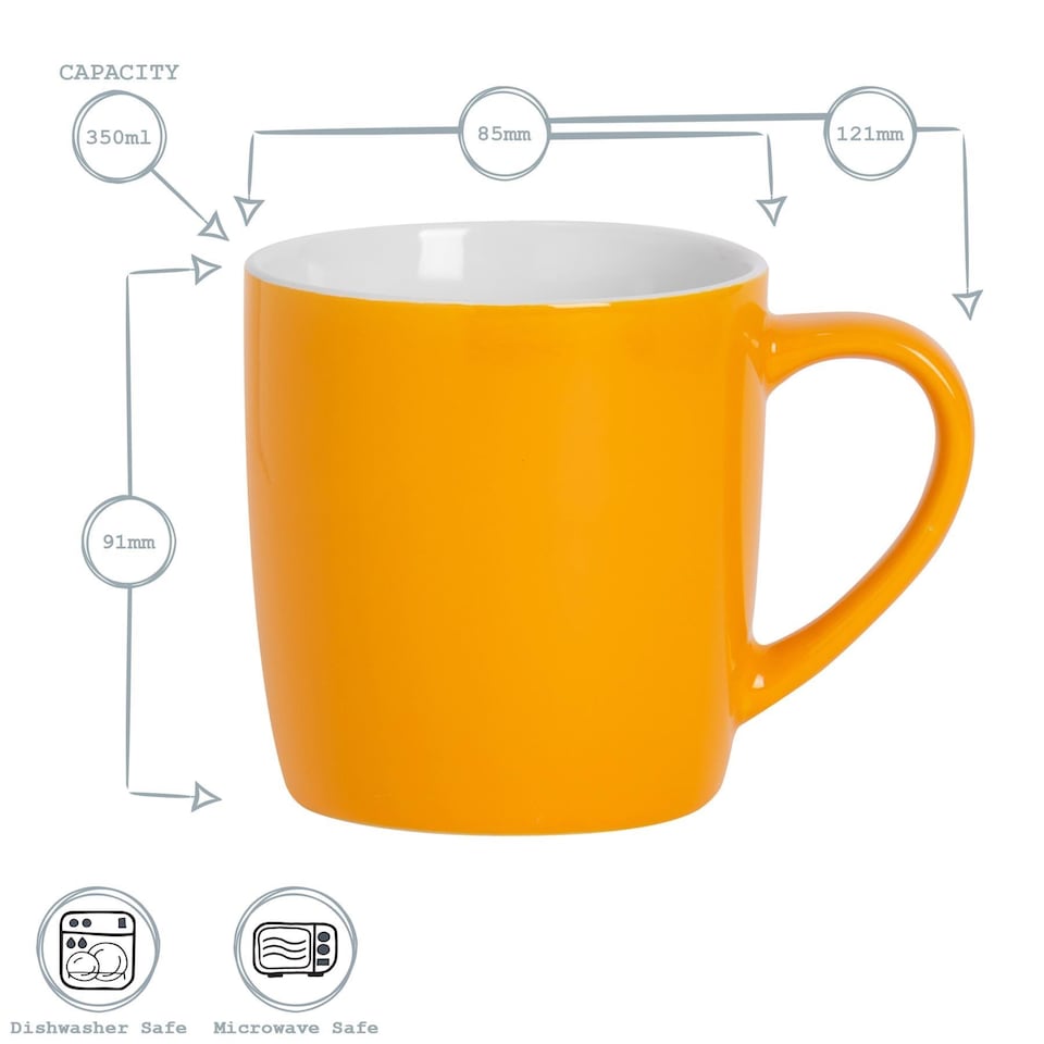 image 1 of Argon Tableware Coloured Coffee Mugs - 350ml - Yellow - Pack of 4 | Yellow | Yellow | 4