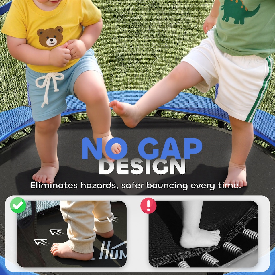 image 1 of HOMCOM 4.6FT Kids Trampoline with Enclosure Net for Ages 3-10 Years Blue