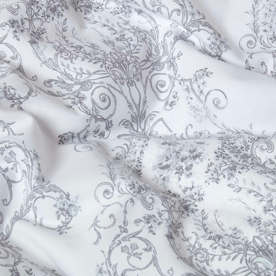 image 1 of Homescapes French Toile Patterned Duvet Cover Set, Single | Grey