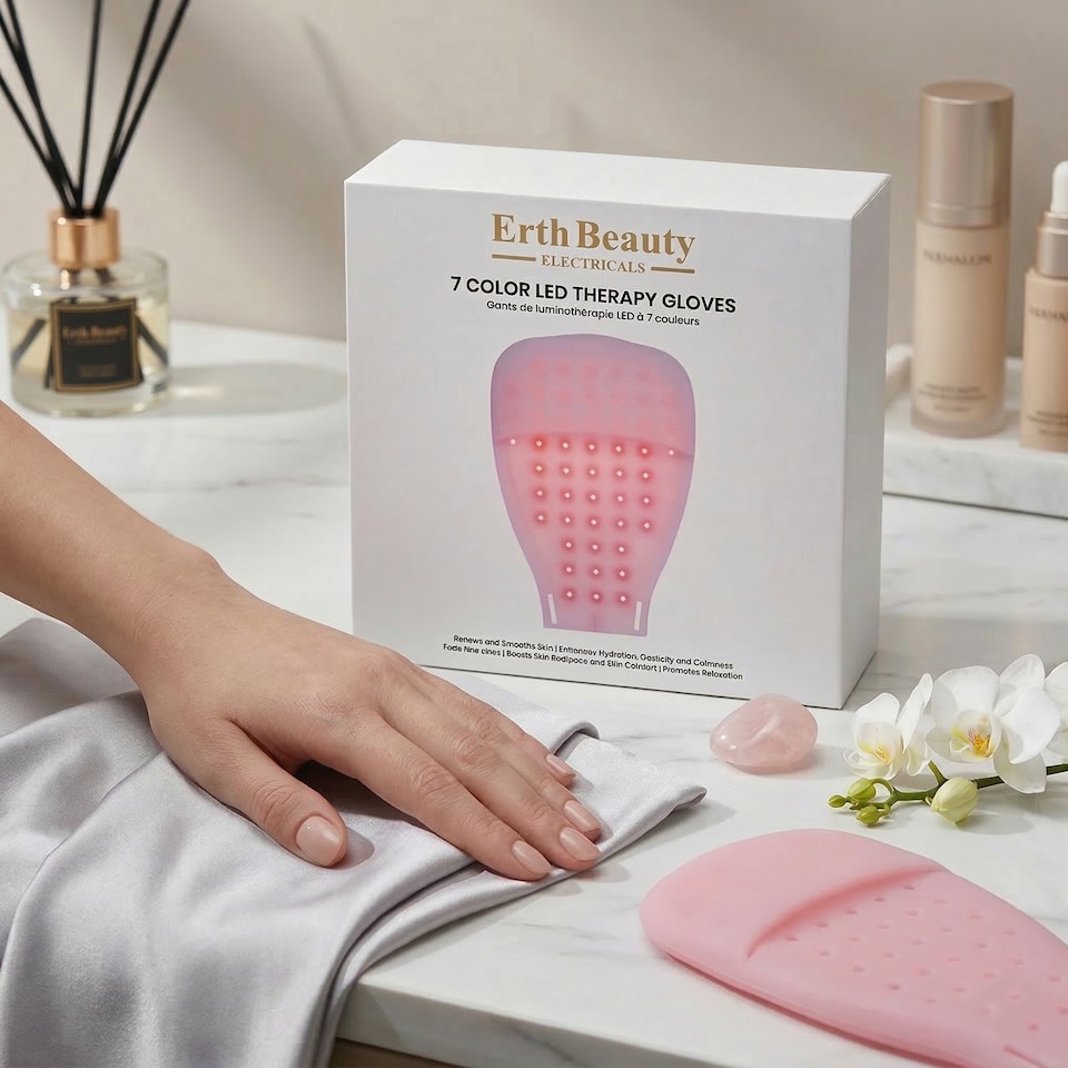 image 1 of Erth Skin London Skin Renewing 7 Color Led Therapy Gloves