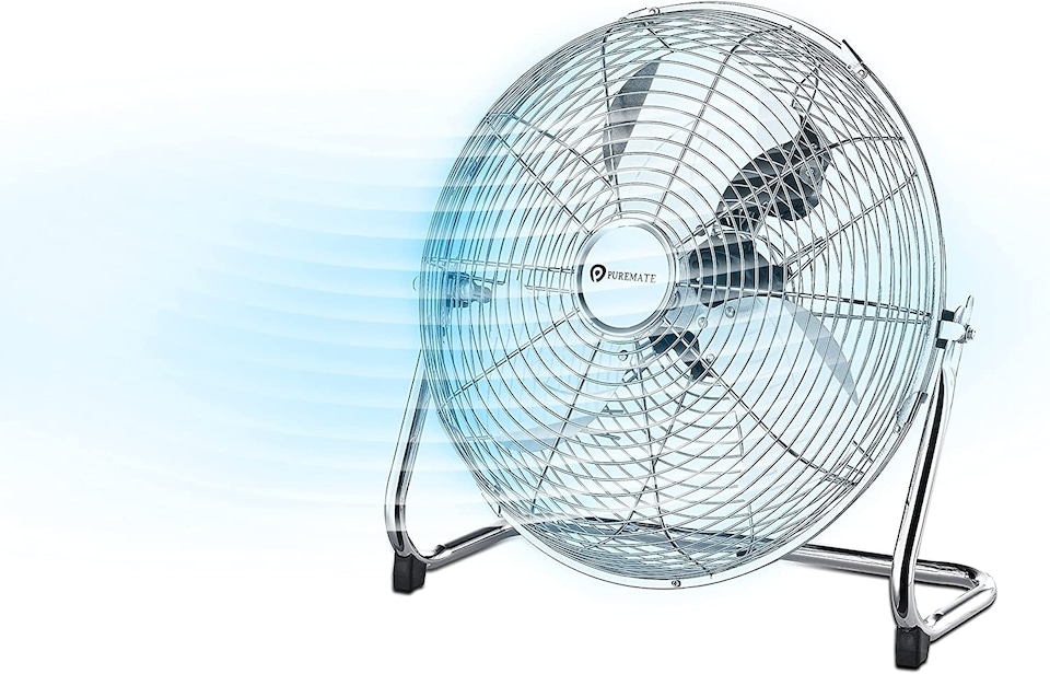 image 1 of PureMate 14-Inch High-Velocity Chrome Floor Fan