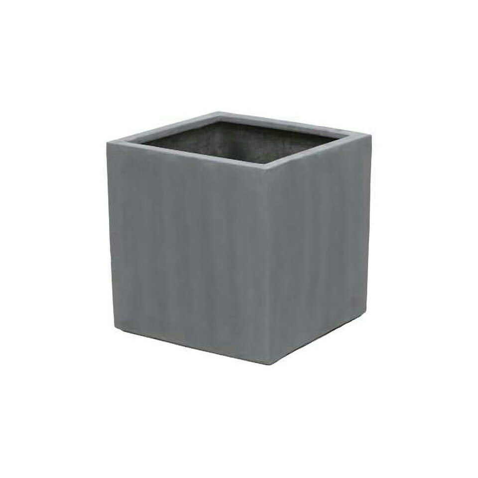 image 1 of Primrose XL Grey Polystone Cube Planter with Drainage Hole and Bung 52cm