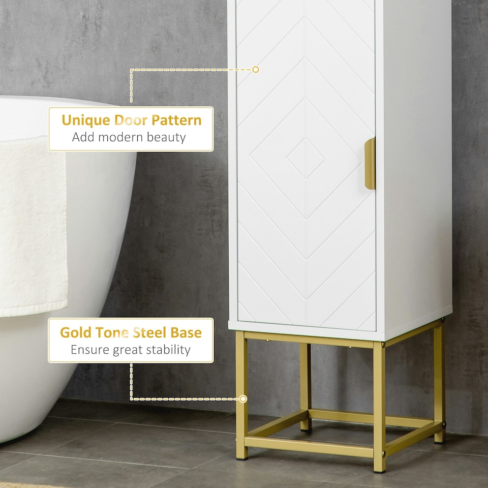 image 1 of kleankin Freestanding Bathroom Cabinet Linen Towel w/ Adjustable Shelf, 2 Doors