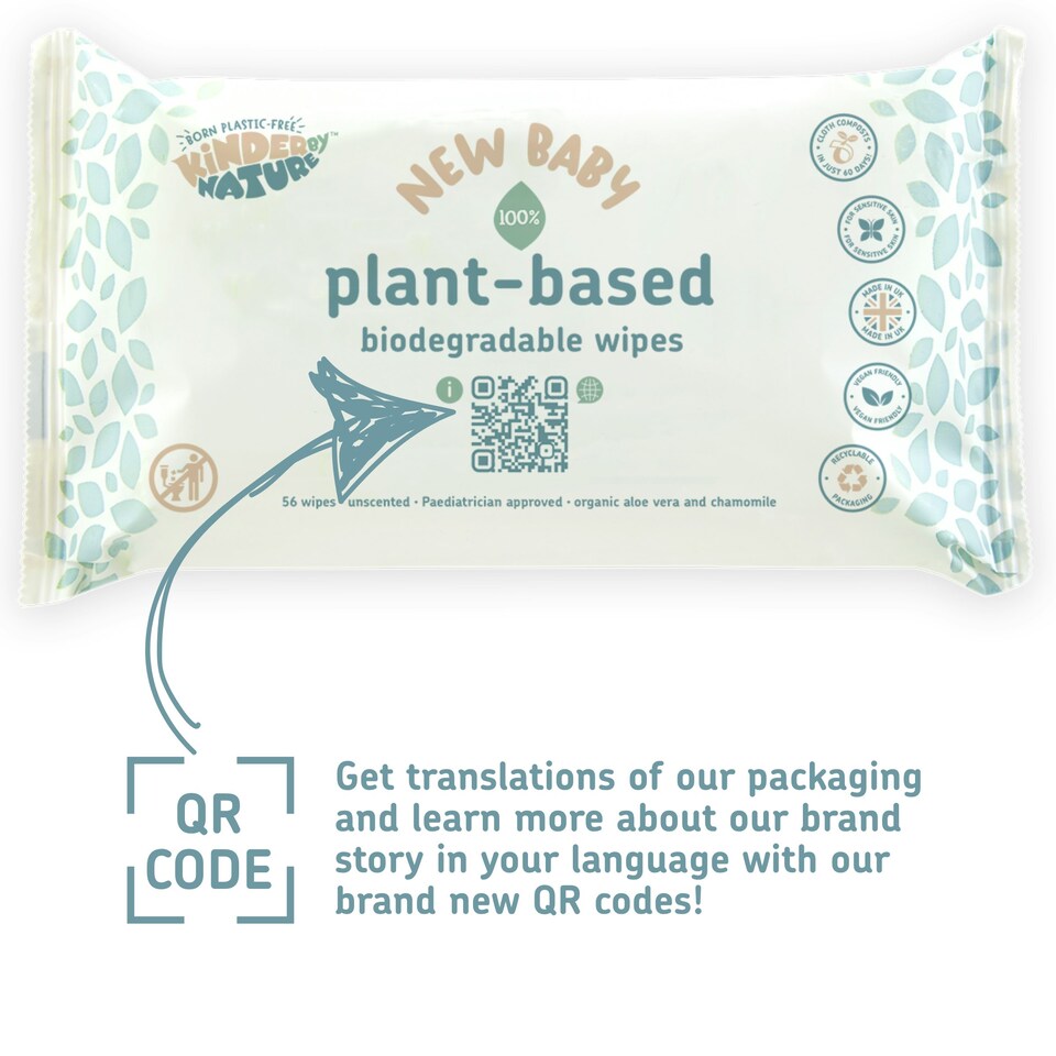 image 1 of Kinder by Nature Plant-Based wipes - 12 packs x 56 wipes