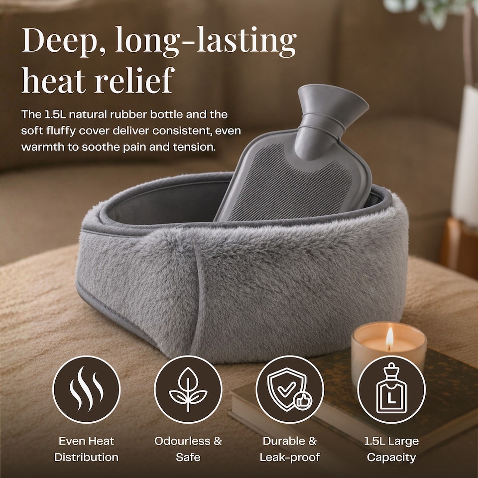 image 1 of 1.5L Wearable Hot Water Bottle Belt | Adjustable Hot Water Bottle Strap