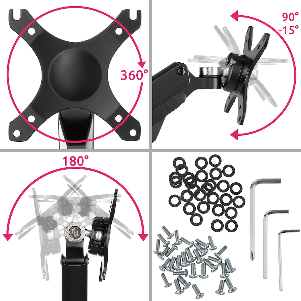 image 1 of Monitor Arm - for 4 screens, swivel arms can be tilted, rotated, and are height-adjustable