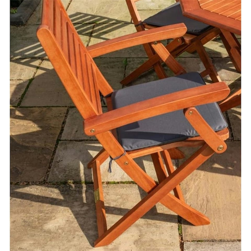 image 1 of Six Seater Wooden Garden Dining Set With Grey Cushions