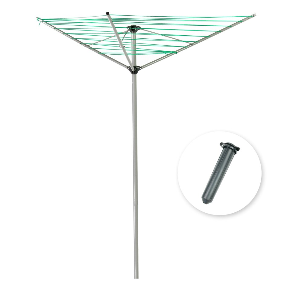 image 1 of KCT 3 Arm Rotary Washing Line - 30m Drying Area Green | Silver