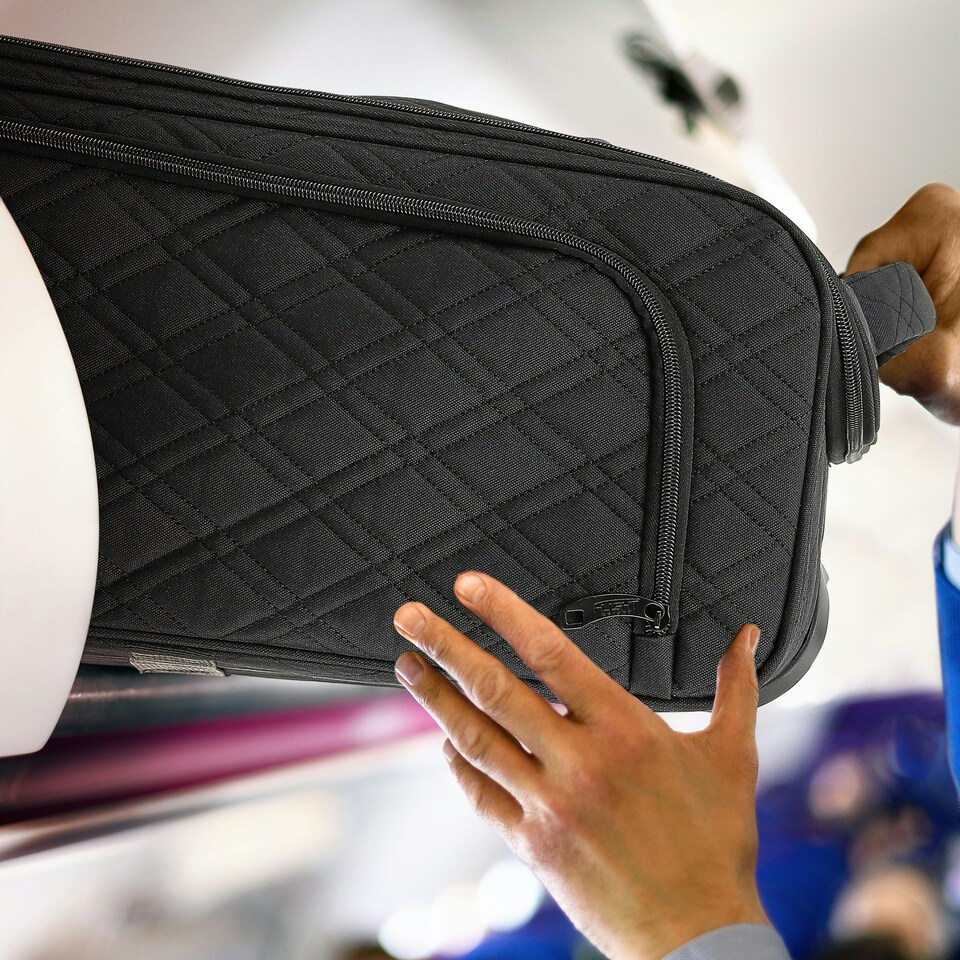 image 1 of Flight Knight 56x45x25cm easyJet & British Airways Large Carry On Approved Maximum Size Hand Luggage - 2 Wheels - Lightweight Durable Textile Cabin Suitcase Blue | Navy | Cabin Bag