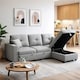 image 4 of Milano 3 Seater L Shape Pullout Sofa Bed with Deep Storage Compartment & Reversible Chaise | Grey | 1