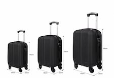 Groundlevel Delta Stripe 3 Piece Luggage Set 4 Wheel Spinners Travel Suitcases | Black